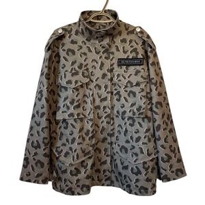 Supertrash Camo Leopard Print Military Style Full Zip Coat Women's Sz EU38 (US8)